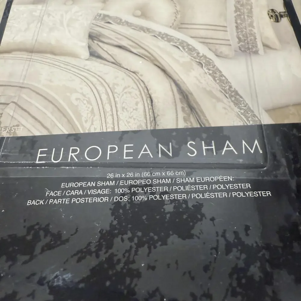 J Queen New York European Sham 26x26 Beige Gold Somerset Lot of 4 Pillow Cover